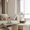 Modern Living Dining Room Interior With Sofa Floor Lamp TV Wall And Large Windows