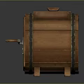 Wooden Barrel Shaped Storage Box With Lid And Lockable Door On Stands