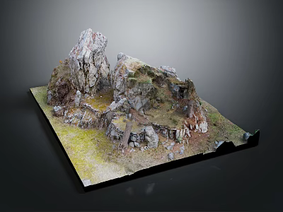 Detailed Terrain Model Featuring Rocks Grass And Natural Landform Structures 3d model