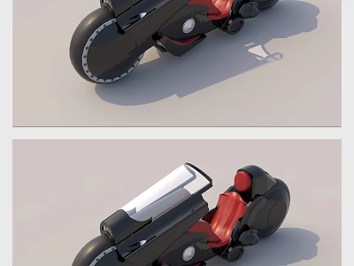 Modern Black Red Motorcycle With Streamlined Design Red Seat And Windshield 3d model