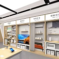 Modern Digital Store Interior Featuring Smartphones Tablets And Tech Accessories On Display Shelves