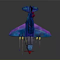 Transparent Blue Cosmic Aerospace Craft With Red Nose And Colorful Decorative Elements