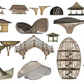 Modern Artistic Wooden Architectural Structures With Various Shapes And Designs 3d model