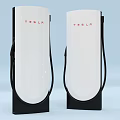 Tesla Charging Stations With White Design Black Base And Red Logo 3d model