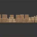 Collection of Assorted Stacked Cardboard Boxes in Different Sizes on White Background 3d model
