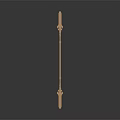 Ornate Copper Long Handle Spear With Decorative Carvings And Metallic Shine