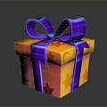 Colorful Gift Box With Purple Bow Star Moon Patterns Orange Red Yellow For Daily Use