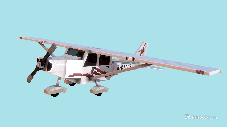 Lego Brick Built White Airplane Model With Detailed Wings And Design 3d model 