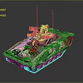 Military Armored Vehicle With Camouflage Paint Multiple Wheels And Weapon System