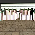 Classical Architecture Interior Featuring Stone Columns Symmetrical Stone Walls And Stone Floor 3d model