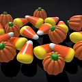 Heap Of Colorful Candy Corn And Pumpkin Shaped Candies With Bright Orange Yellow White Colors