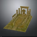 Detailed Ancient Architecture Scene Model Featuring Columns Steps Archway And Platform