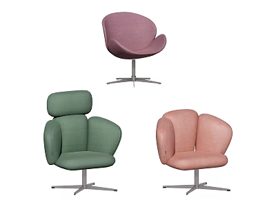 Modern Colorful Armchairs With Round Design And Metal Base For Living Room 3d model