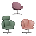 Modern Colorful Armchairs With Round Design And Metal Base For Living Room