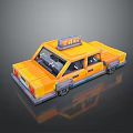 Yellow Pixelated Taxi Model With Roof TAXI Sign And Retro Car Design