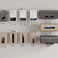 Modern Wall Mounted Water Heaters With Various Designs And Control Panels 3d model