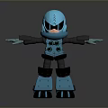 Blue Robot 3D Model Character With Mechanical Armor Open Arms Standing Design 3d model
