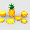 Fresh Ripe Pineapple With Whole Fruit And Circular Sliced Pieces