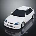 White Modern Compact Car With Sleek Exterior Design Alloy Wheels And Blue Headlights Front View