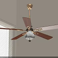 Wooden Blades Ceiling Fan With Light And Golden Frame For Indoor Home Decor