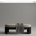 Modern bed end stool 3d model