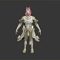 Futuristic Silver Armored Character 3D Model With Intricate Biomechanical Creature Design Features 3d model