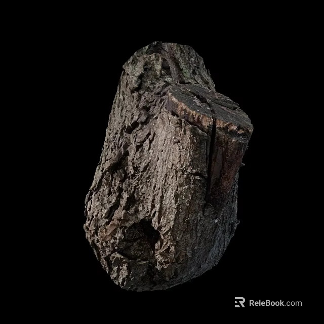 Natural Wood Stump With Rough Textured Surface And Detailed Bark Patterns 3d model