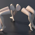White Mannequin Leg Models Displaying Multiple Poses On Dark Background 3d model
