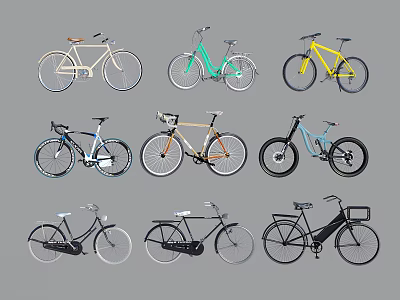 Various Colorful Bicycles Featuring Different Styles And Vintage Modern Designs for Everyday Use 3d model