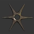 Ancient Rusted Bronze Star Shaped Artifact With Spiked Edges And Central Hole