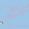 Decorative Pink Neon Lamp with Hello Beautiful Text on Blue Wall