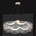 Elegant Modern Chandelier With Transparent Hanging Strips And Round Light Source 3d model