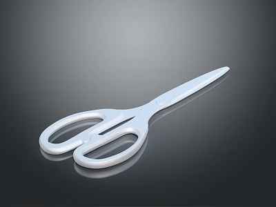 White Ergonomic Handle Household Scissors Essential Tool For Daily Cutting Tasks 3d model