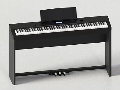 Black Electric Piano With Keyboard Stand And Pedals For Musical Instruments 3d model
