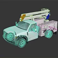 Ford Silver Utility Truck With Aerial Lift Platform And Service Body