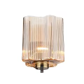 Modern Brass Wall Sconce With Ribbed Glass Shade And Warm Illumination