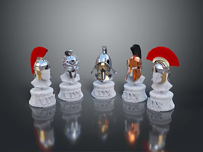 Warrior Character Figurines and Horse Creatures with Decorative Armor and Helmets 3d model