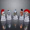 Warrior Character Figurines and Horse Creatures with Decorative Armor and Helmets 3d model