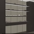 Modern Minimalist Tea Cabinet With Multiple Shelves And Tea Sets