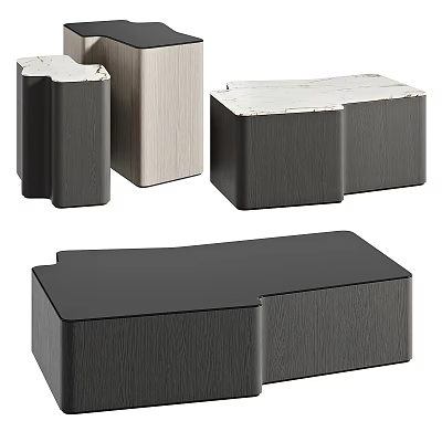 Modern Minimalist Coffee Table With Geometric Design And Marble Top 3d model