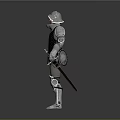 Person In Metallic Silver And Black Armor Standing On Reflective Surface