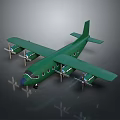 Green Passenger Plane Model With Four Propellers And Fuselage Window Design 3d model