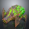 Spiky Ferocious Mythical Creature Character 3D Model With Green Brown Claws Fangs