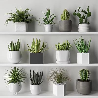 Modern potted fleshy potted combination 3d model