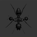 Detailed 3D Model of Ant With Black Body and Red Legs on Dark Background