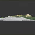3D Green Mountainous Terrain Model With Detailed Topographic Features And Landforms