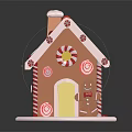 Festive Gingerbread House With Candy Decorations Peppermint Sticks And Gingerbread Man