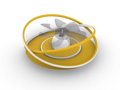 Modern Chandelier With Yellow And White Circular Ring Geometric Design Fixture 3d model