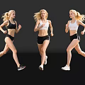 Group of Women Running in Black and White Sportswear on Dark Background