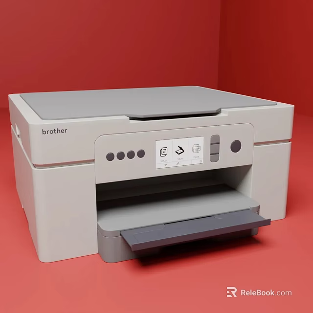 Light Gray Brother Office Printer Appliance With Compact Design And Control Panel 3d model 